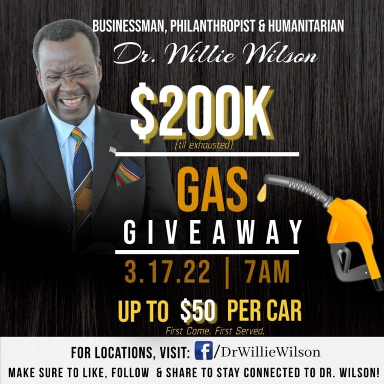 A flyer from a previous Willie Wison Gas Giveaway