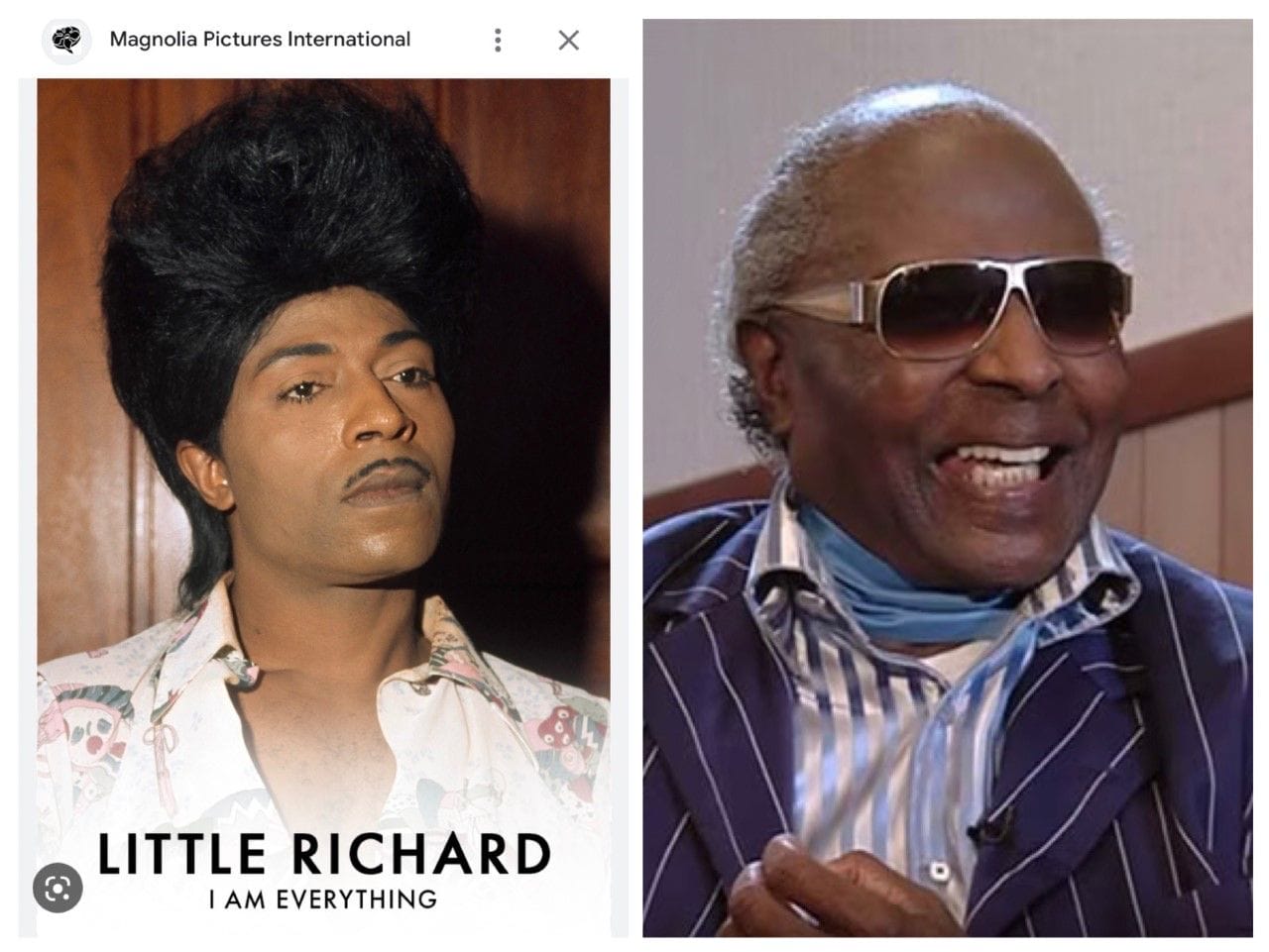 THE DOCUMENTARY COVER art and Little Richard in later years, before his death in 2020.