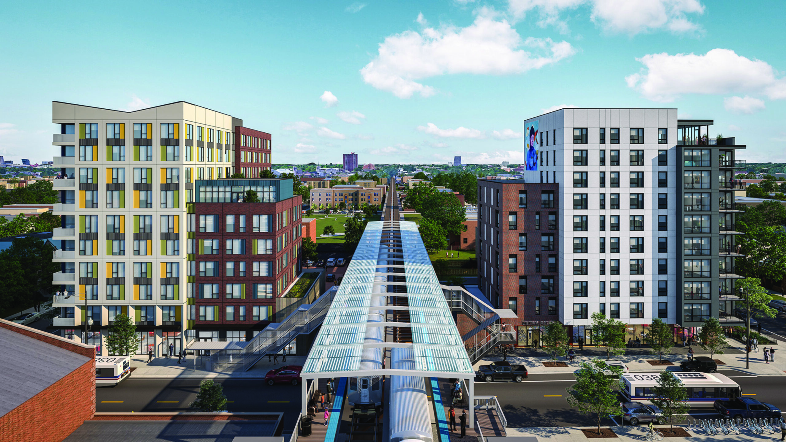 Rendering of 43 Green and 47th Street Green Line CTA stop