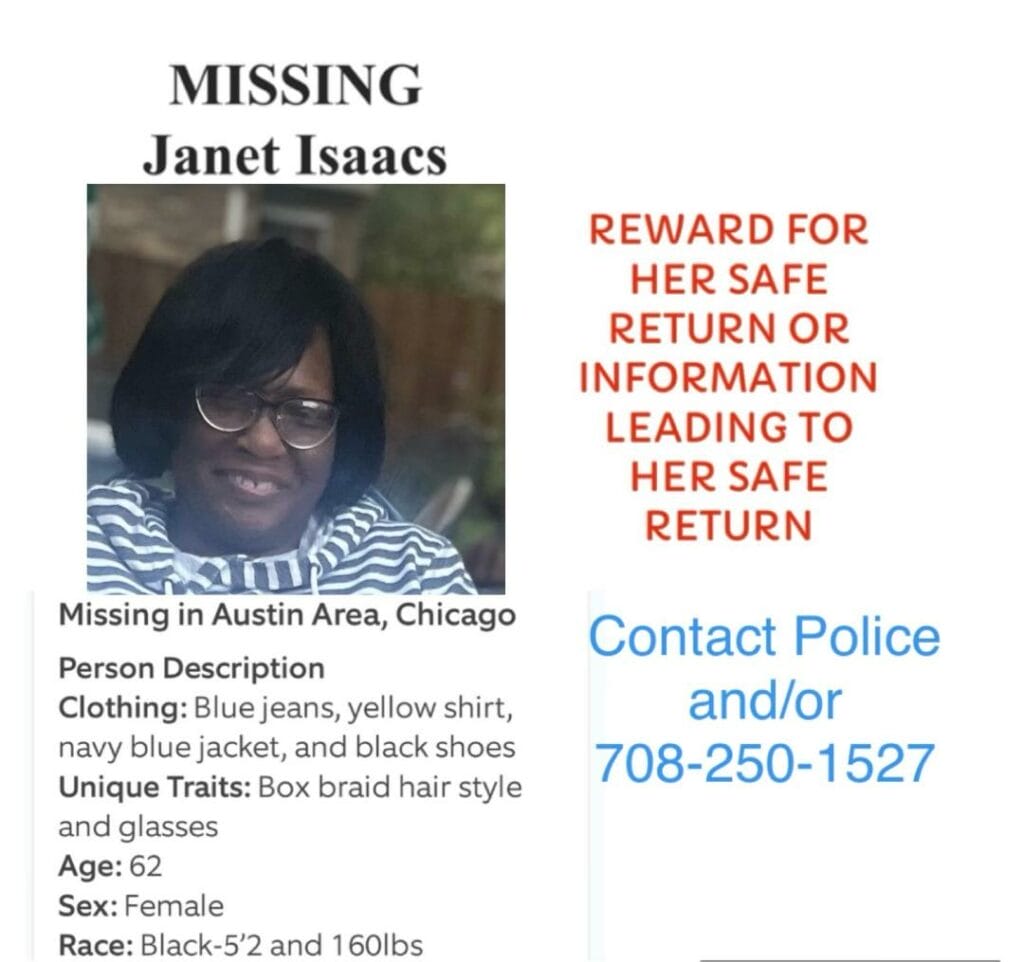JANET ISAACS 62 MISSING POLICE NUMBER